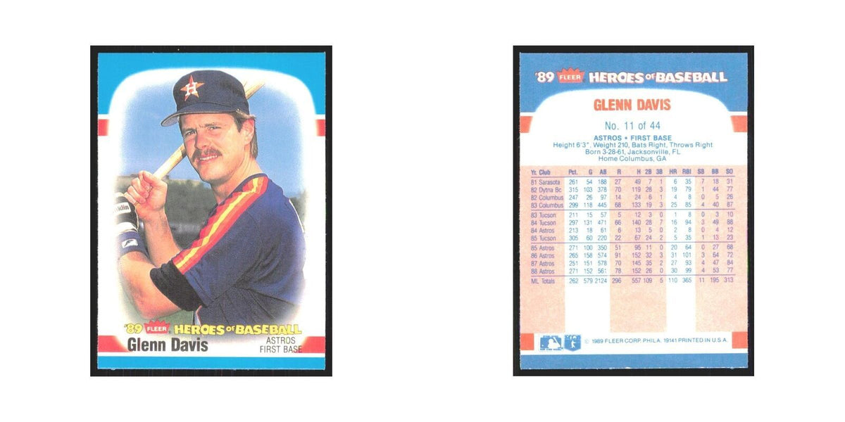 Glenn Davis 1989 Fleer Heroes of Baseball #11.0 Houston Astros Baseball Card NM
