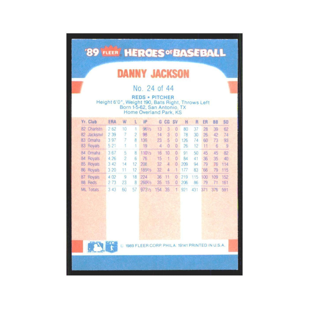 Danny Jackson 1989 Fleer Heroes of Baseball #24.0 Cincinnati Reds NM
