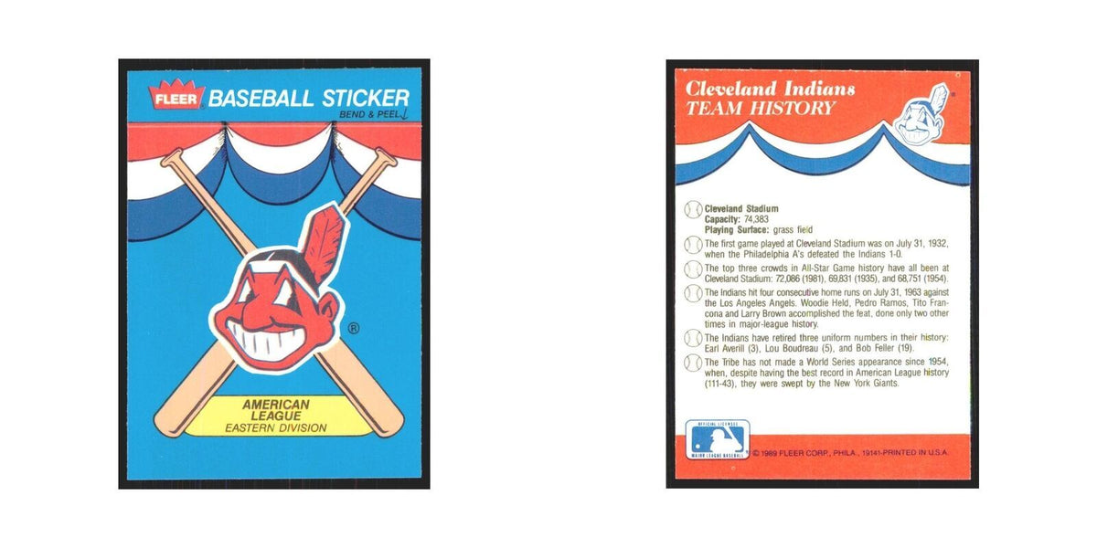 Team History 1989 Fleer Heroes of Baseball #nan Cleveland Indians NM