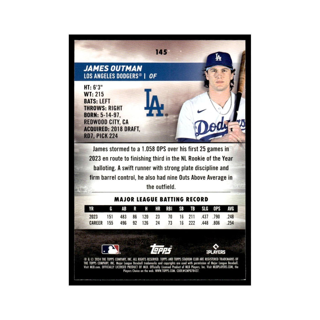 James Outman 2024 Topps Stadium Club #145 Los Angeles Dodgers Baseball Card NM
