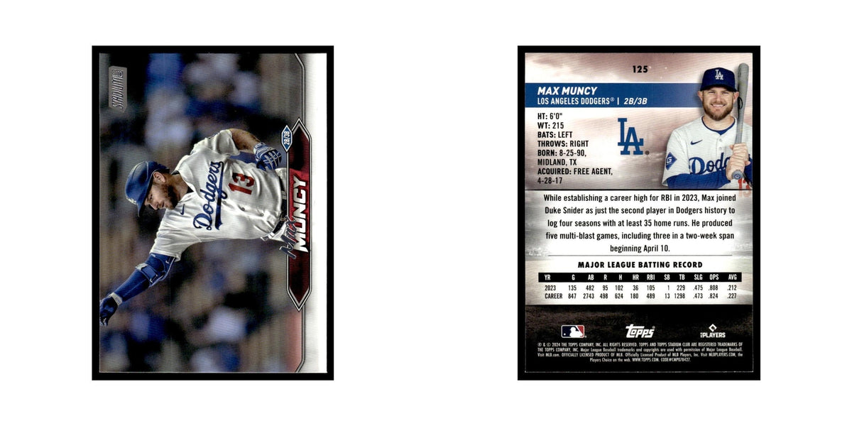 Max Muncy 2024 Topps Stadium Club #125 Los Angeles Dodgers Baseball Card NM