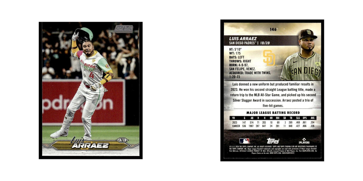 Luis Arraez 2024 Topps Stadium Club #146 San Diego Padres Baseball Card NM
