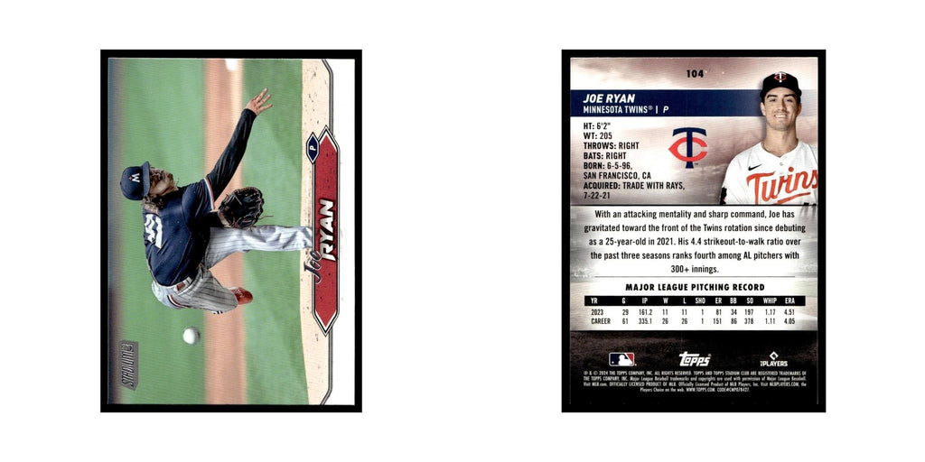 Joe Ryan 2024 Topps Stadium Club #104 Minnesota Twins Baseball Card NM