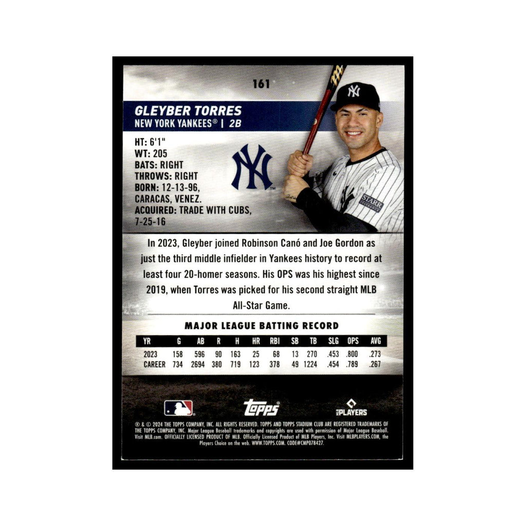 Gleyber Torres 2024 Topps Stadium Club #161 New York Yankees Baseball Card NM