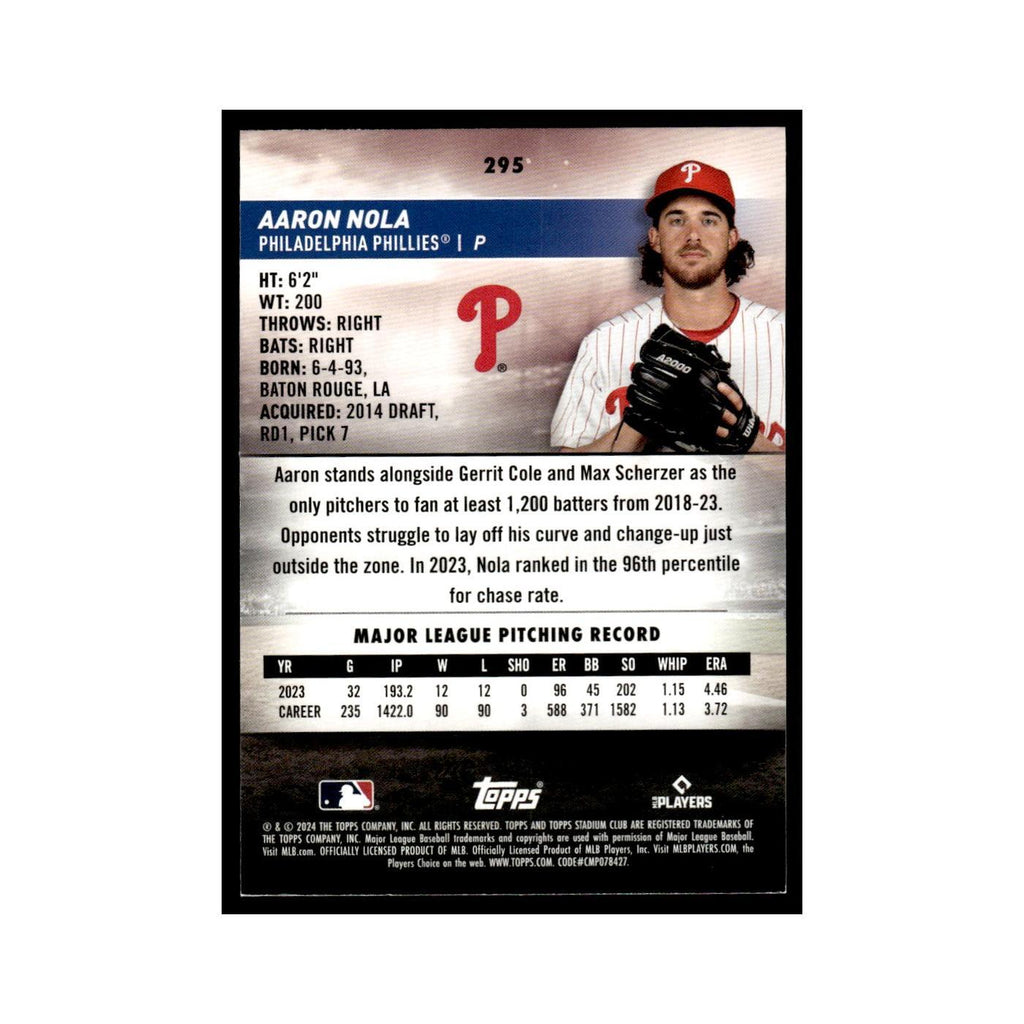Aaron Nola 2024 Topps Stadium Club #295 Philadelphia Phillies Baseball Card NM