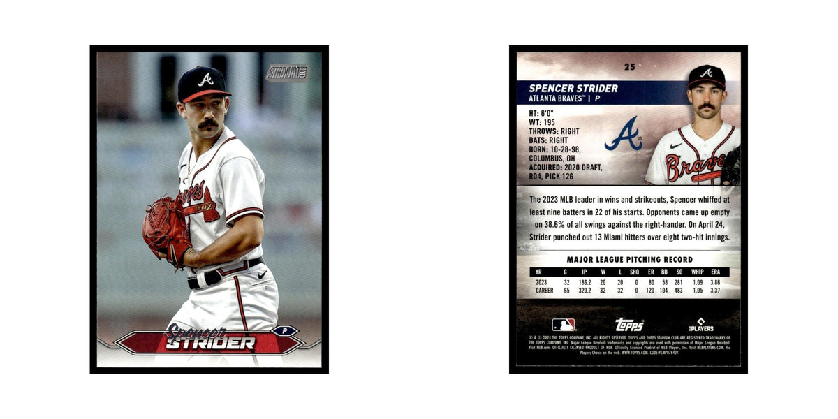 Spencer Strider 2024 Topps Stadium Club #25 Atlanta Braves Baseball Card NM