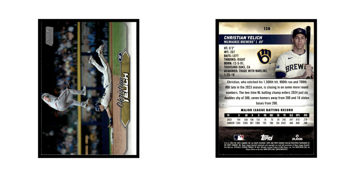 Christian Yelich 2024 Topps Stadium Club #138 Milwaukee Brewers Baseball Card NM