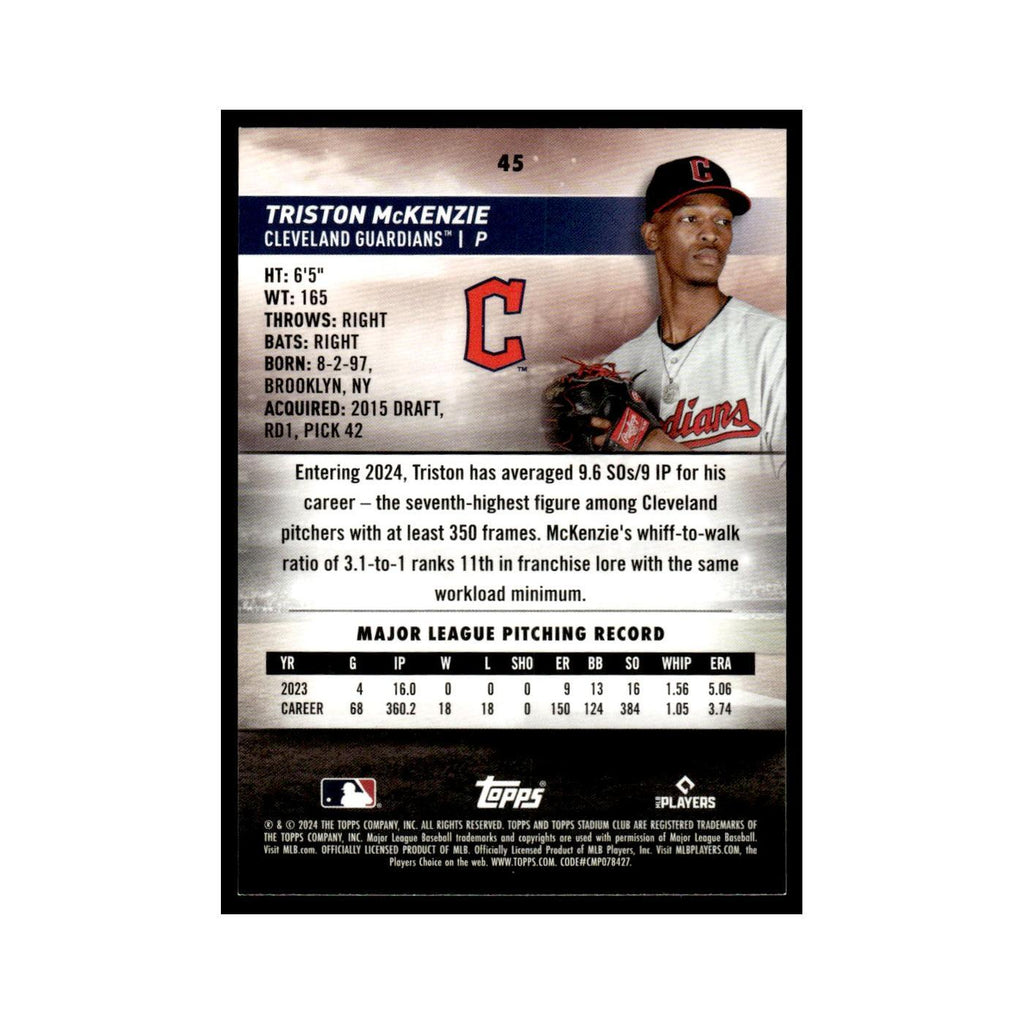 Triston McKenzie 2024 Topps Stadium Club #45 Cleveland Indians Baseball Card NM