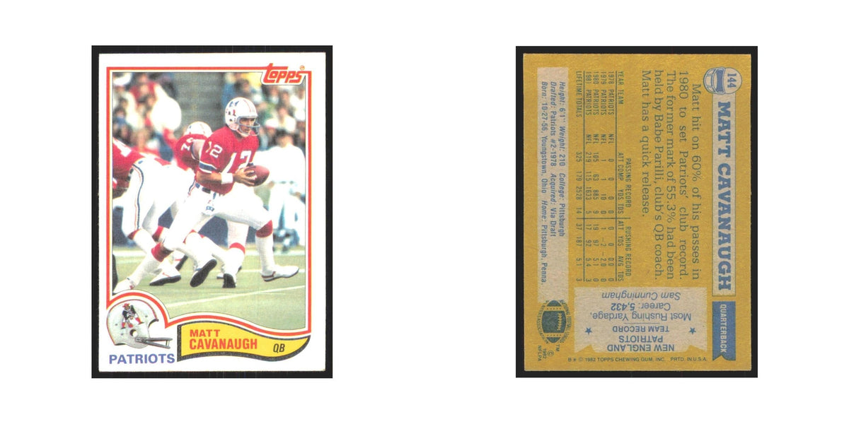 Matt Cavanaugh 1982 Topps #144 New England Patriots Football Card NM