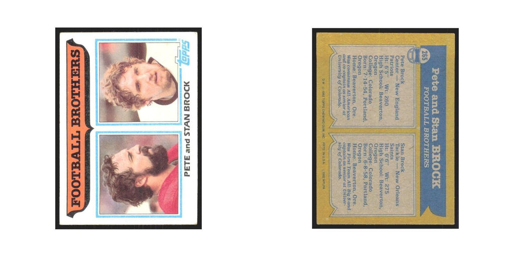 Pete Brock Stan Brock 1982 Topps #265 New England Patriots/New Orleans Saints NM