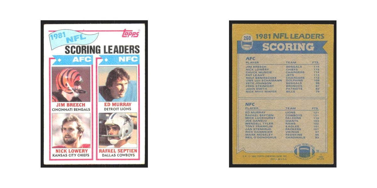 Jim Breech Ed Murray Nick Lowery Rafael Septien 1982 Topps #260 NM