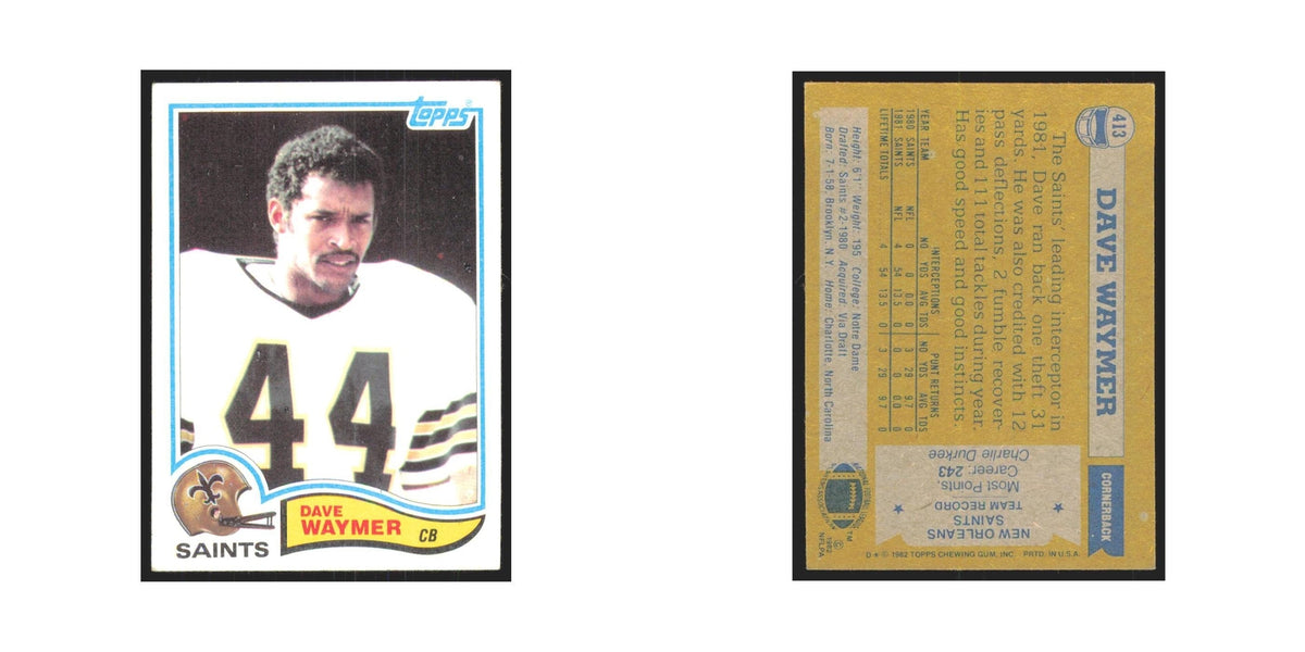 Dave Waymer 1982 Topps #413 New Orleans Saints Football Card NM