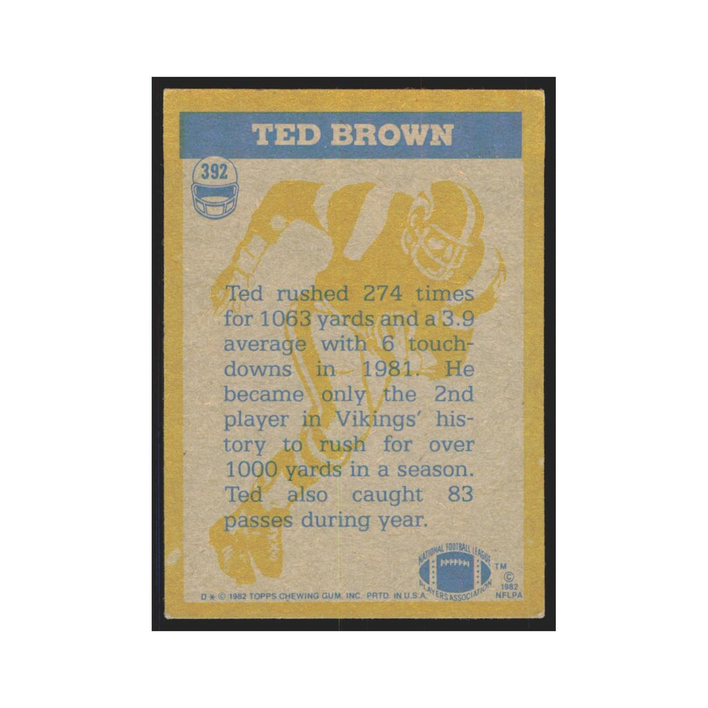 Ted Brown 1982 Topps #392 Minnesota Vikings Football Card NM
