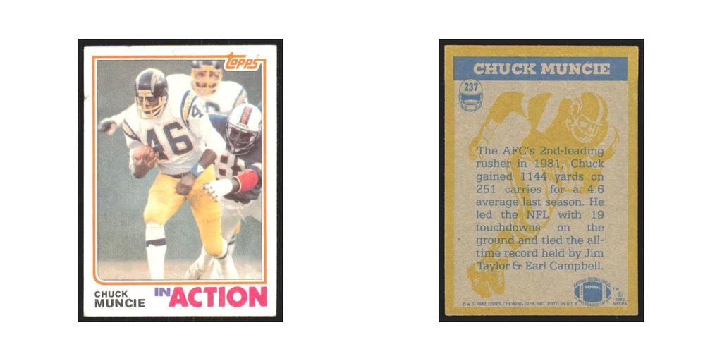 Chuck Muncie 1982 Topps #237 San Diego Chargers Football Card NM