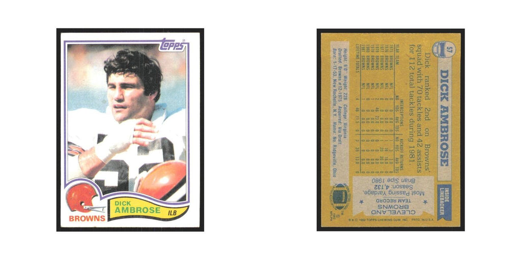 Dick Ambrose 1982 Topps #57 Cleveland Browns Football Card NM
