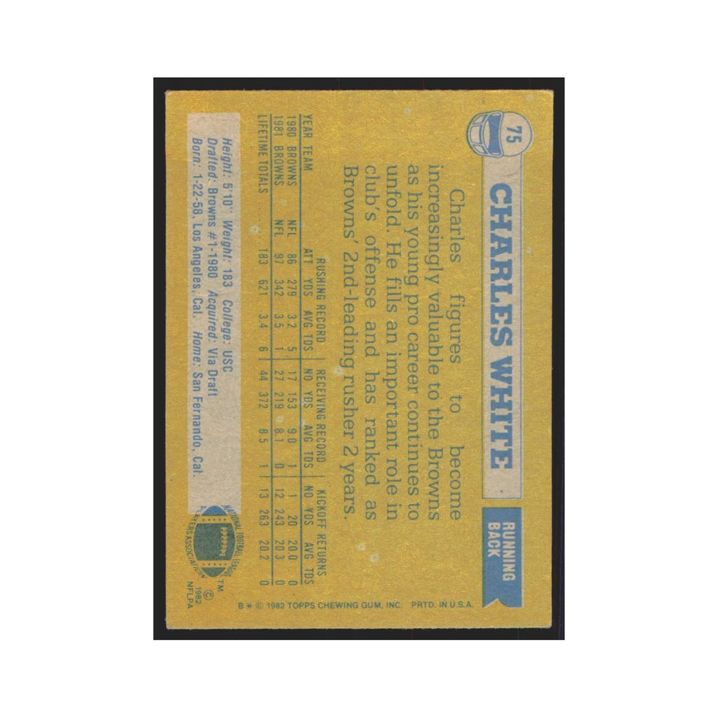Charles White 1982 Topps #75 Cleveland Browns Football Card NM