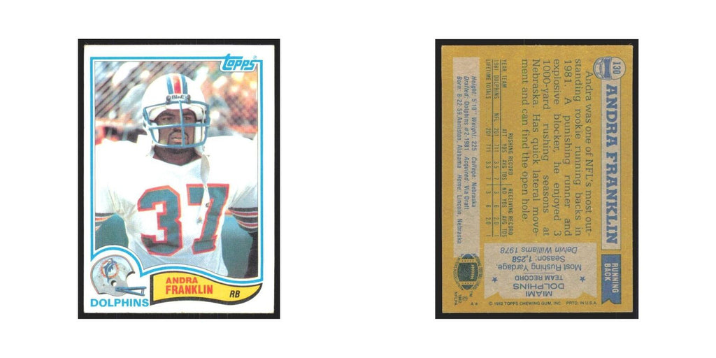 Andra Franklin 1982 Topps #130 Miami Dolphins Football Card NM