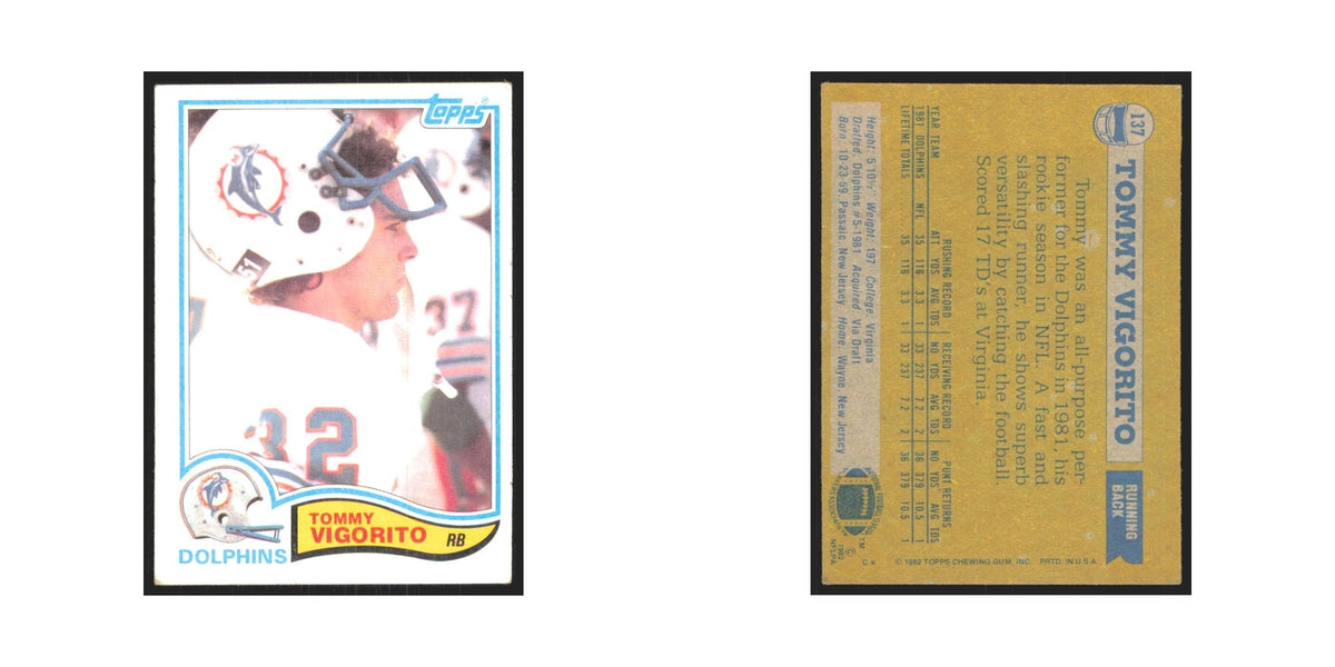 Tommy Vigorito 1982 Topps #137 Miami Dolphins Football Card NM