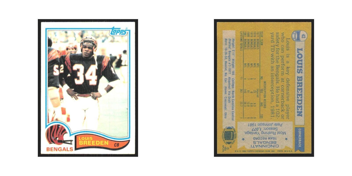 Louis Breeden 1982 Topps #42 Cincinnati Bengals Football Card NM