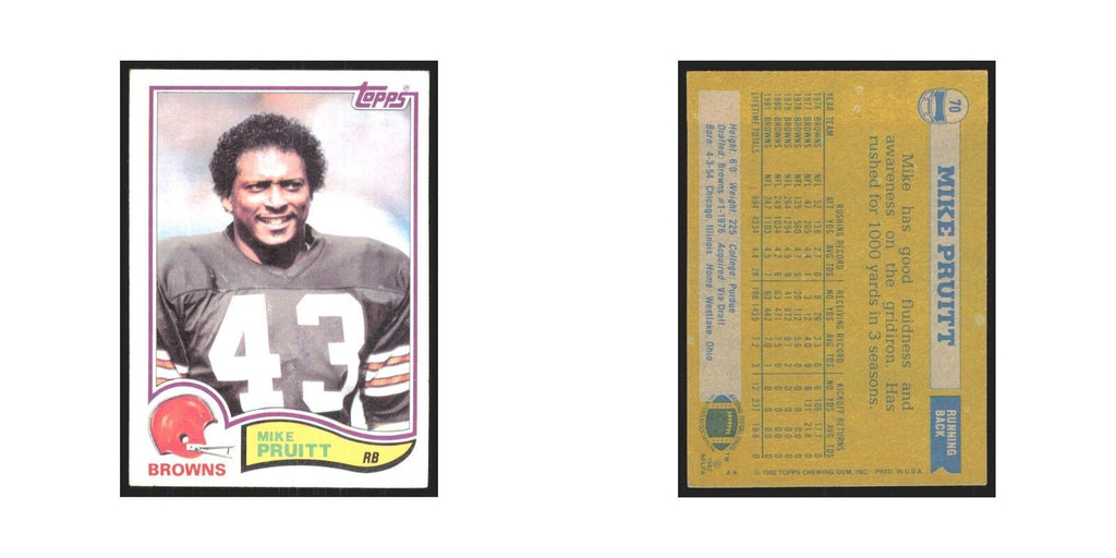 Mike Pruitt 1982 Topps #70 Cleveland Browns Football Card NM