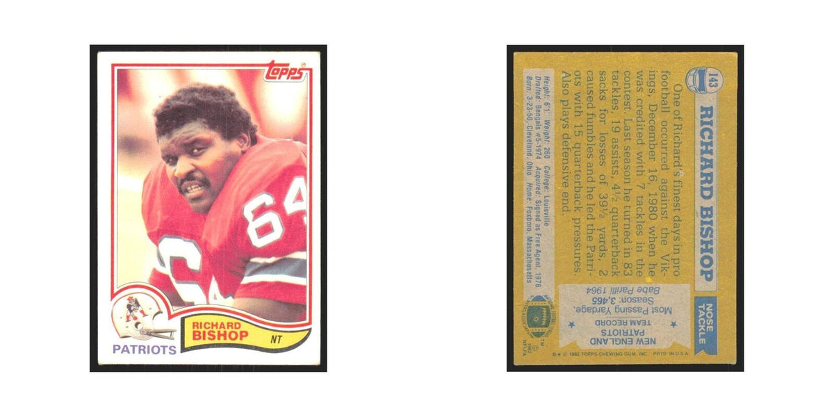 Richard Bishop 1982 Topps #143 New England Patriots Football Card NM