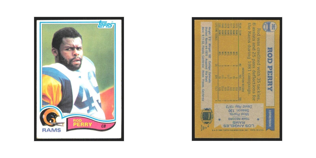 Rod Perry 1982 Topps #382 Los Angeles Rams Football Card NM