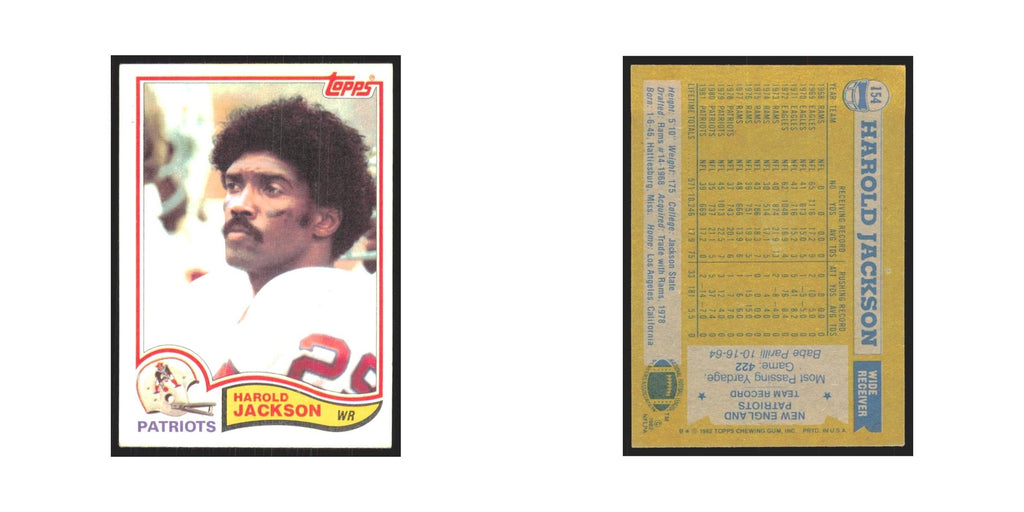 Harold Jackson 1982 Topps #154 New England Patriots Football Card NM