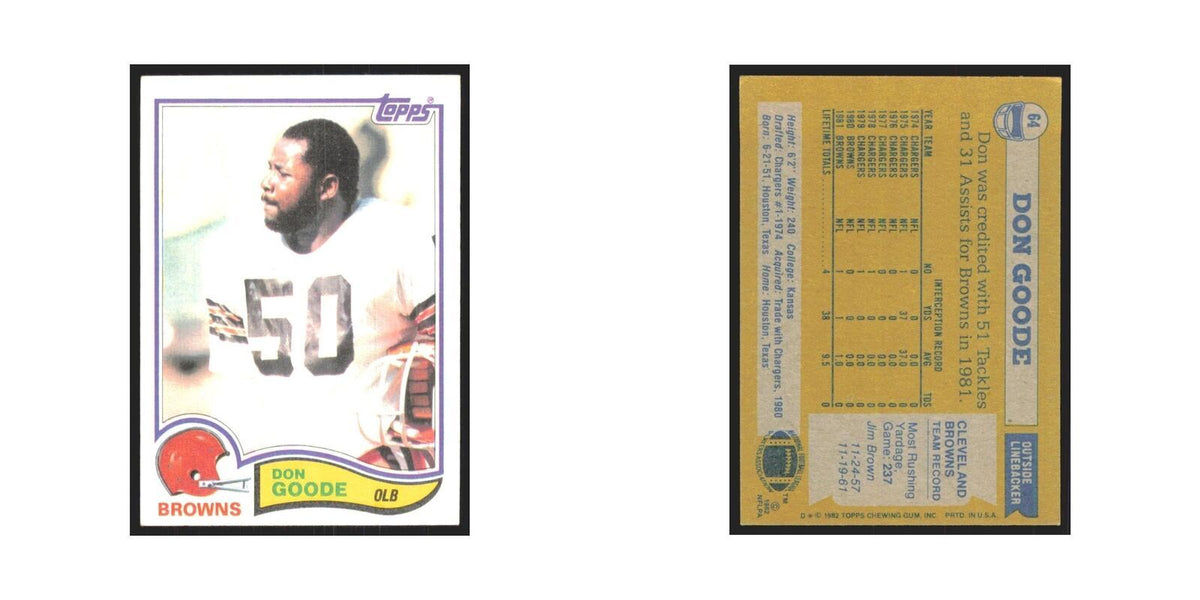 Don Goode 1982 Topps #64 Cleveland Browns Football Card NM