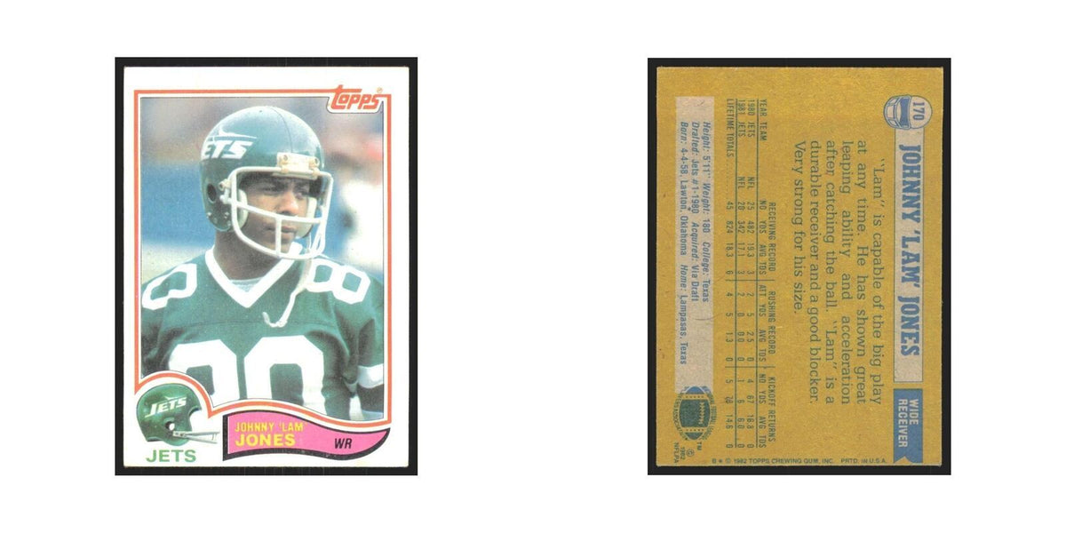 Lam Jones 1982 Topps #170 New York Jets Football Card NM