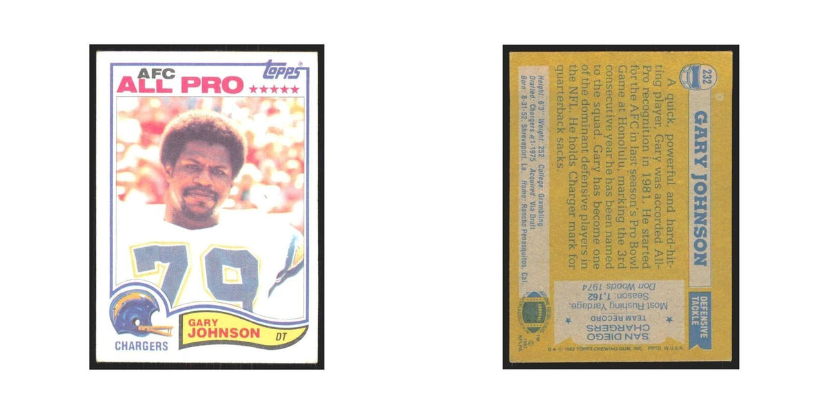 Gary Johnson 1982 Topps #232 San Diego Chargers Football Card NM