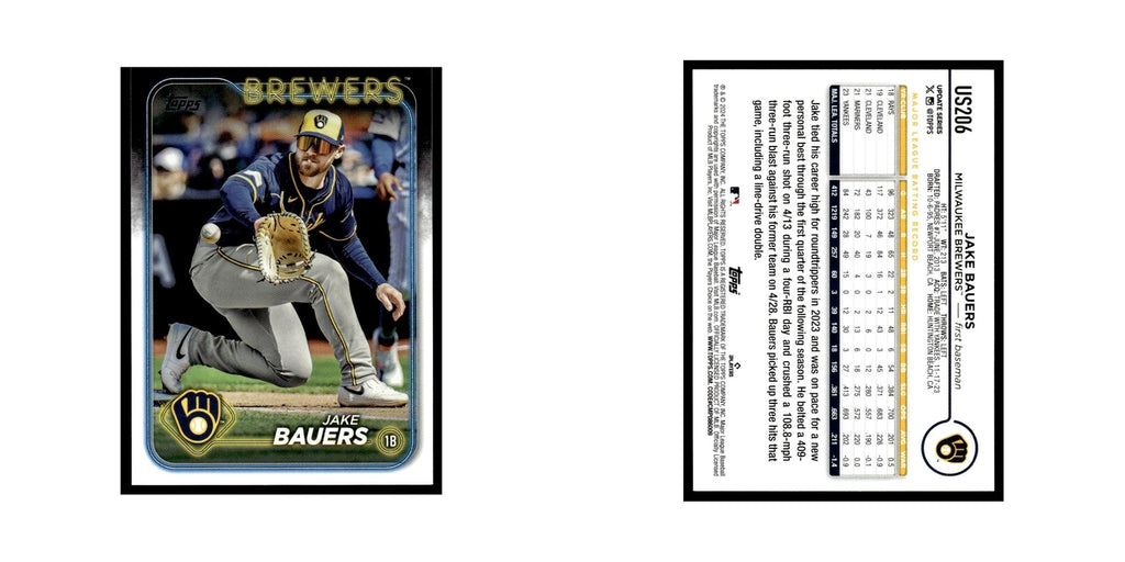 Jake Bauers 2024 Topps Update #US206 Milwaukee Brewers Baseball Card NM