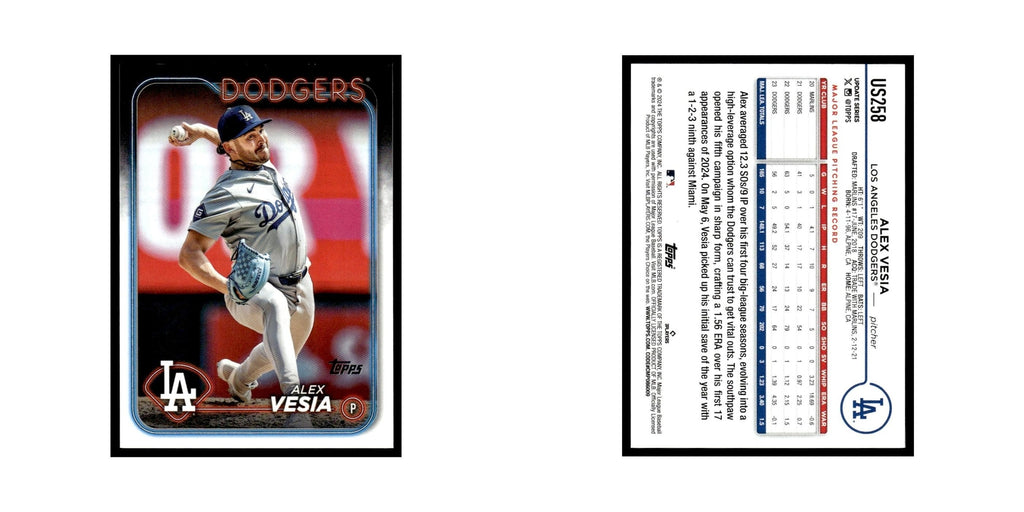 Alex Vesia 2024 Topps Update #US258 Los Angeles Dodgers Baseball Card NM