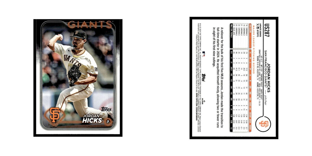 Jordan Hicks 2024 Topps Update #US287 San Francisco Giants Baseball Card NM