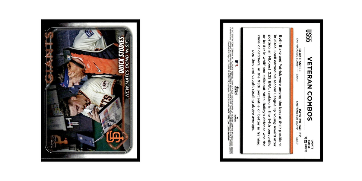 Patrick Bailey   Blake Snell 2024 Topps Update #US55 San Francisco Giants NM