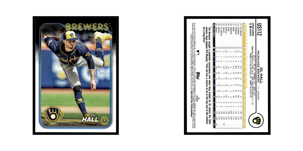DL Hall 2024 Topps Update #US112 Milwaukee Brewers Baseball Card NM