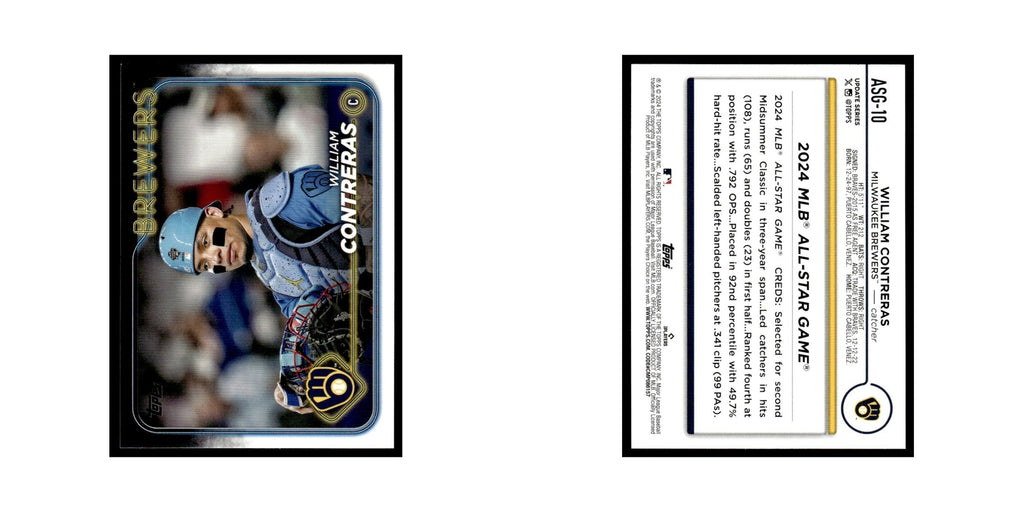 William Contreras 2024 Topps Update #ASG-10 Milwaukee Brewers Baseball Card NM