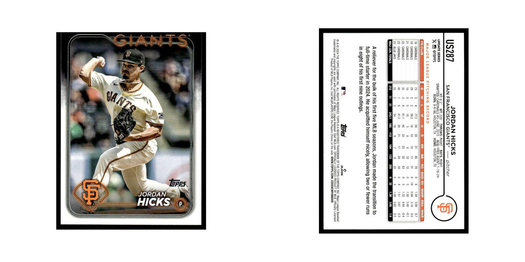 Jordan Hicks 2024 Topps Update #US287 San Francisco Giants Baseball Card NM