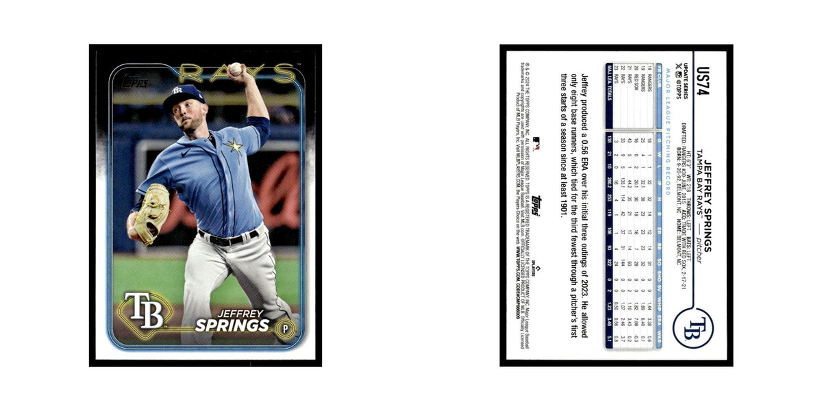 Jeffrey Springs 2024 Topps Update #US74 Tampa Bay Rays Baseball Card NM