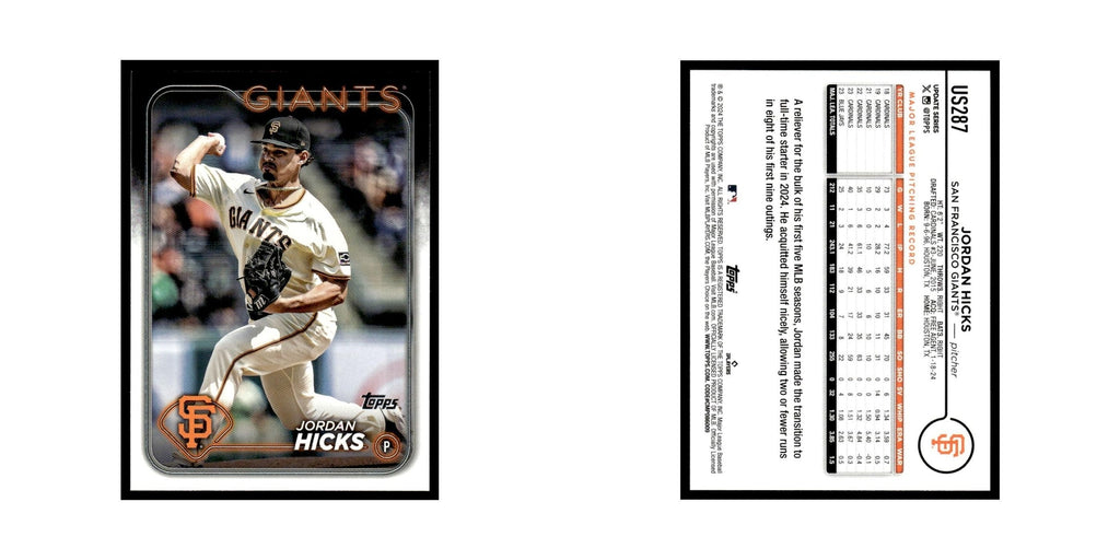 Jordan Hicks 2024 Topps Update #US287 San Francisco Giants Baseball Card NM