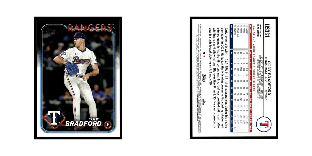 Cody Bradford 2024 Topps Update #US331 Texas Rangers Baseball Card NM