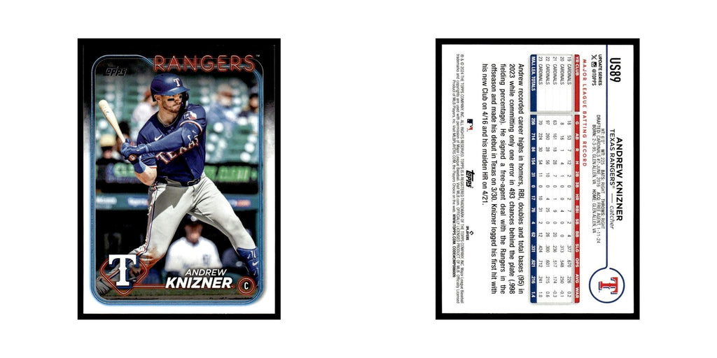 Andrew Knizner 2024 Topps Update #US89 Texas Rangers Baseball Card NM