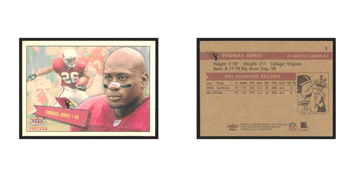 Thomas Jones 2001 Fleer Tradition Glossy #1 Arizona Cardinals Football Card NM