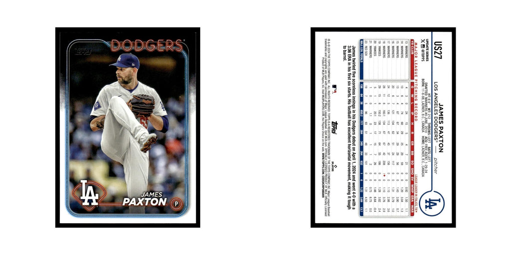 James Paxton 2024 Topps Update #US27 Los Angeles Dodgers Baseball Card NM