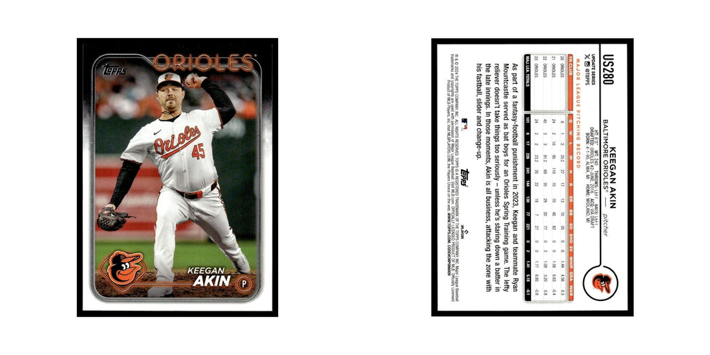 Keegan Akin 2024 Topps Update #US280 Baltimore Orioles Baseball Card NM
