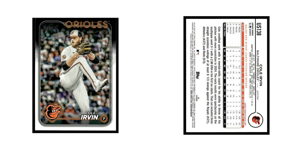 Cole Irvin 2024 Topps Update #US138 Baltimore Orioles Baseball Card NM