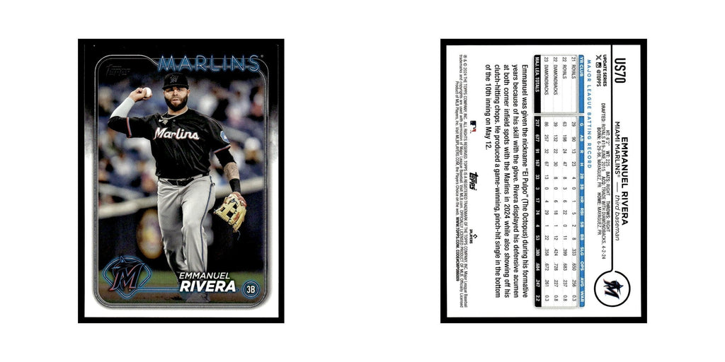 Emmanuel Rivera 2024 Topps Update #US70 Miami Marlins Baseball Card NM