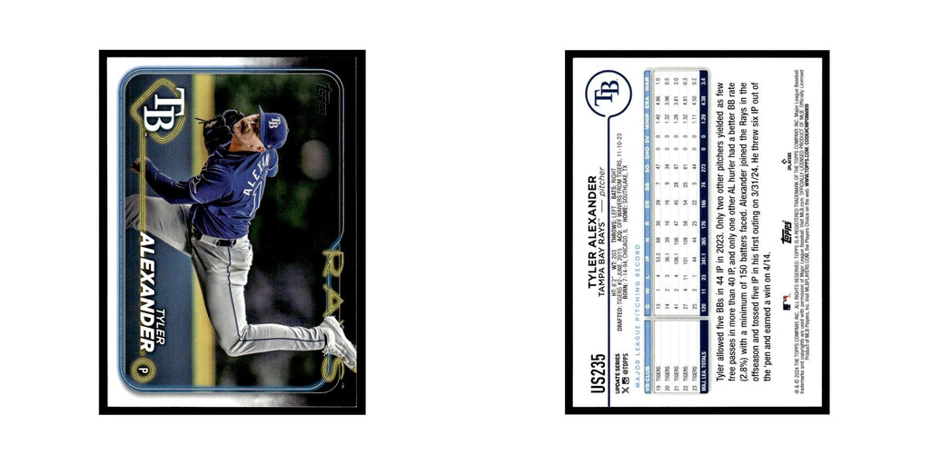Tyler Alexander 2024 Topps Update #US235 Tampa Bay Rays Baseball Card NM