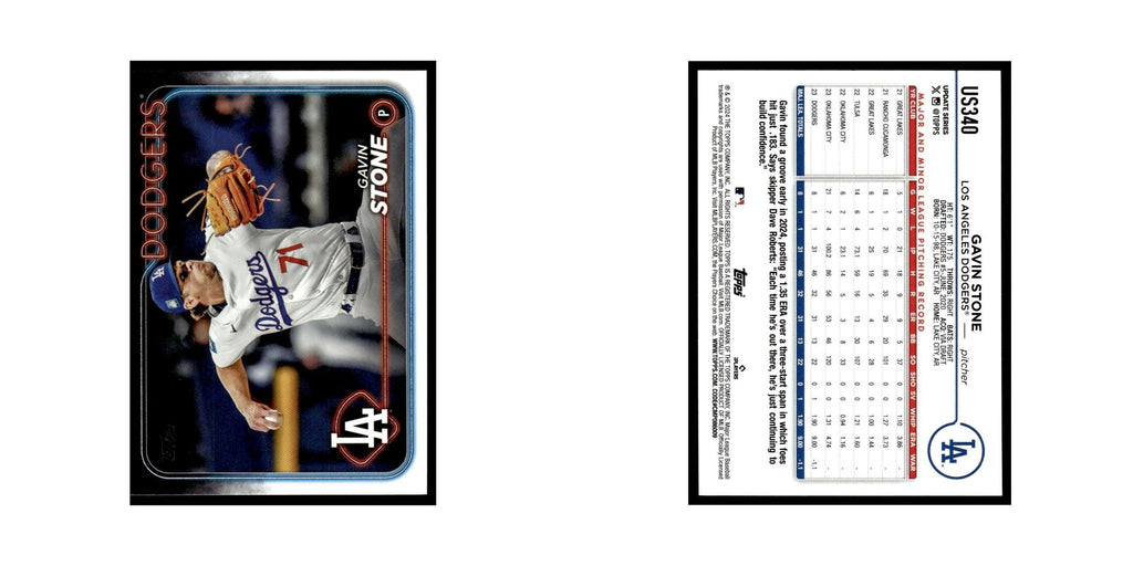 Gavin Stone 2024 Topps Update #US340 Los Angeles Dodgers Baseball Card NM