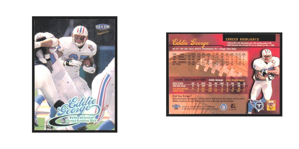 Eddie George 1999 Fleer Ultra #42 Tennessee Titans Football Card NM