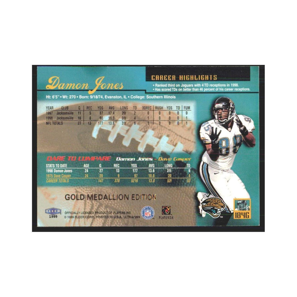 Damon Jones 1999 Fleer Ultra #184G Jacksonville Jaguars Football Card NM